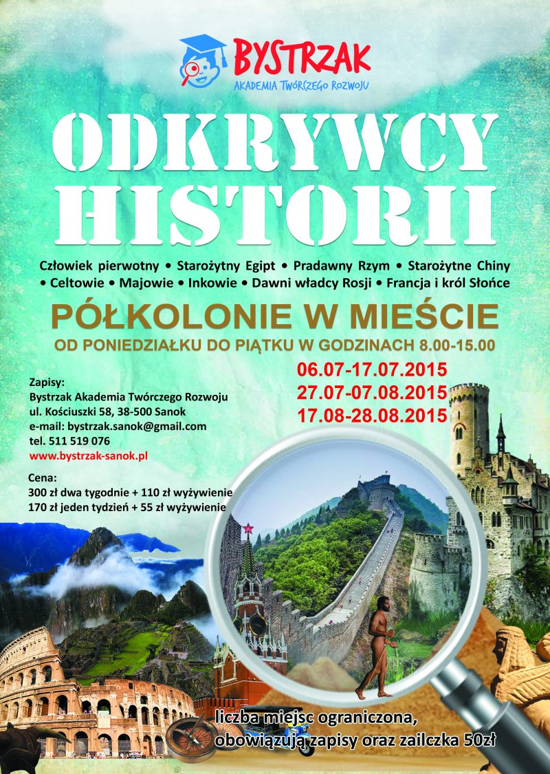 odkrywcy historii polkolonie plakat A3