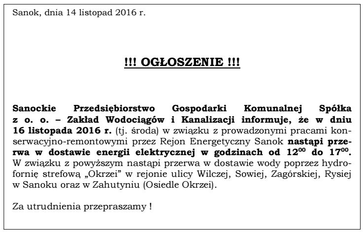 ogloszenie