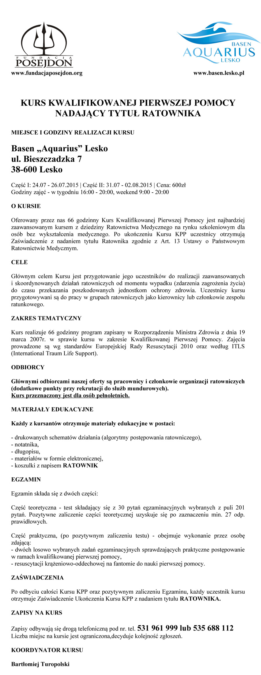 OŚWIADCZENIE ZLECENIOBIORCY