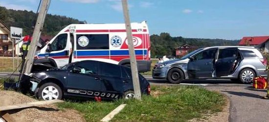 Wypadek w Bliznem. Skoda zatrzymała się na słupie (ZDJĘCIA)