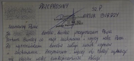 PODKARPACIE. 38-latek przysłał do policjanta list z przeprosinami