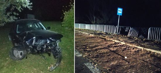 POWIAT SANOCKI. Kierowca BMW staranował barierki i uciekł! Był pijany (ZDJĘCIA)