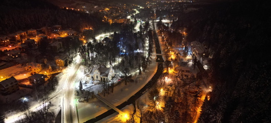 Piękny Rymanów-Zdrój zimową nocą! (VIDEO, ZDJĘCIA)