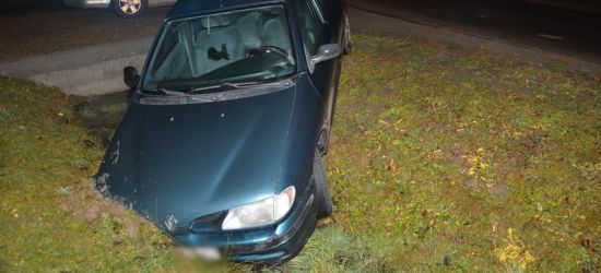 PODKARPACIE. Pijany 20-latek wjechał renaultem do rowu (ZDJĘCIA)