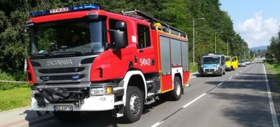 KRONIKA STRAŻACKA: Pożar słupa telekomunikacyjnego i rozlana benzyna na jezdni