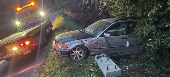 MIĘDZYBRODZIE. Kierująca bmw wypadła z drogi i ścięła drewniany słup (ZDJĘCIA)