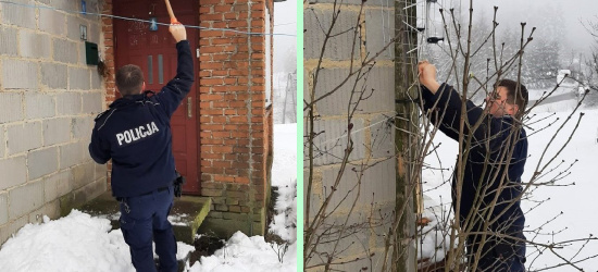 Śnieg zablokował wejście i uszkodził antenę. Pomogli policjanci (FOTO)