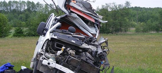 Czołowe zderzenie busa z ciężarówką. Nie żyje mieszkaniec powiatu brzozowskiego (ZDJĘCIA)