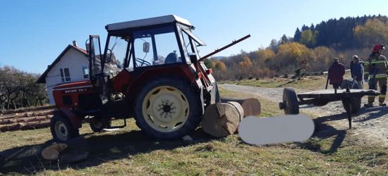 Drewniana kłoda przygniotła mężczyznę. 32-latek nie żyje (ZDJĘCIA)