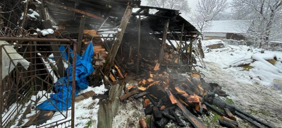 Pożar wiaty z drewnem w Tarnawie Górnej (FOTO)