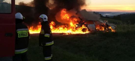 Pożar samochodu! Zatrzaśniętego kierowcę w ostatniej chwili wyciągnięto z pojazdu (FOTO)