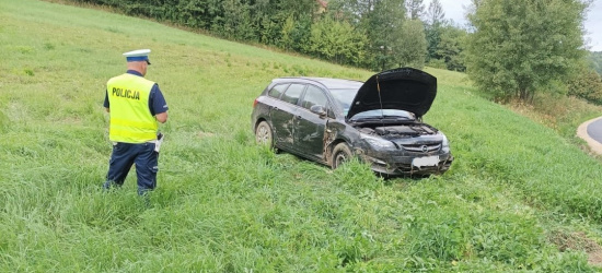 Kobieta  z trójką dzieci wpadła do przydrożnego rowu (FOTO)