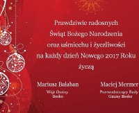 Życzenia bożonarodzeniowe wójta Beska oraz przewodniczącego rady gminy