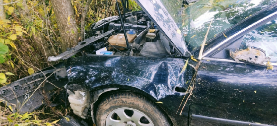 REGION: Przejechał przez rów i uderzył w drzew
