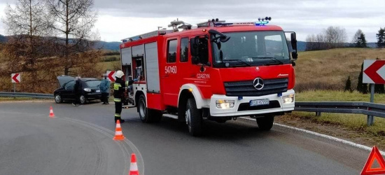 CZASZYN: Samochód wpadł w poślizg i uderzył w bariery (FOTO)