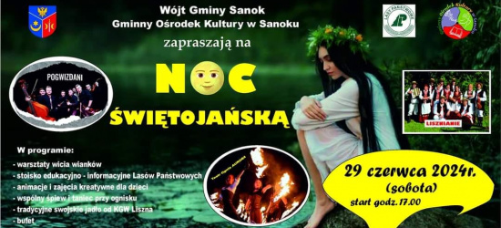 Śpiew i taniec przy ognisku. Noc Świętojańska w Lisznej