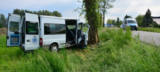 Bus uderzył w drzewo. Mężczyzna w stanie ciężkim (ZDJECIA)