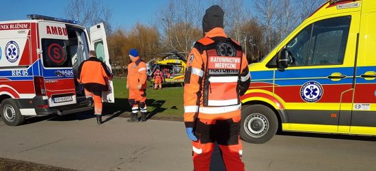 Mężczyzna spadł z drabiny. Stracił czucie w nogach. Interwencja LPR z Sanoka (ZDJĘCIA)
