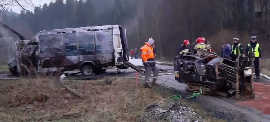 Dostawczak spłonął doszczętnie. Ogień na kilka metrów (ZDJĘCIA)
