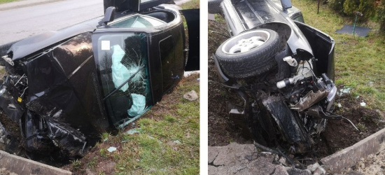 19-letni kierowca bmw uderzył w betonowy przepust. Trzech pasażerów w szpitalu (ZDJĘCIA)