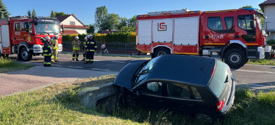 Zajmował się psem podczas jazdy. Uderzył w przepust (ZDJĘCIA)