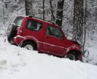 AKTUALIZACJA: Auto wypadło z drogi i uderzyło w drzewo (ZDJĘCIA)
