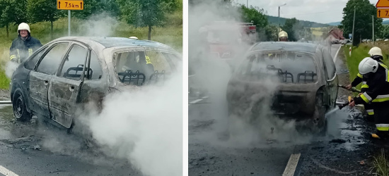 WISŁOK WIELKI. Pożar samochodu osobowego. W akcji trzy zastępy strażaków (ZDJĘCIA)