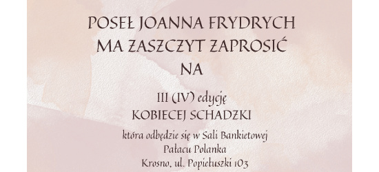 „Kobieca schadzka” – zaprasza Poseł Joanna Frydrych