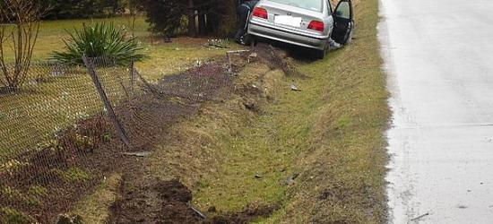 BRZOZÓW: Kierowca BMW zjechał z drogi i zniszczył 10 metrów ogrodzenia (ZDJĘCIA)