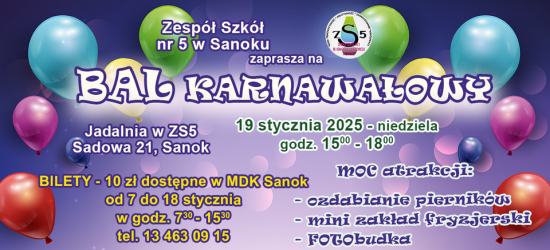 SANOK: Bal karnawałowy. ZS 5 gra z WOŚP!