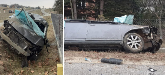 PODKARPACIE. Dachowanie osobówki. Młoda kobieta w szpitalu (ZDJĘCIA)
