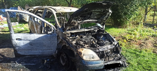 BESKO. Pożar osobówki. Samochód spłonął doszczętnie (ZDJĘCIA)