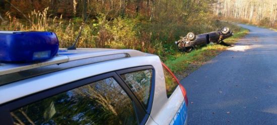 Stracił panowanie nad pojazdem i dachował (ZDJĘCIA)